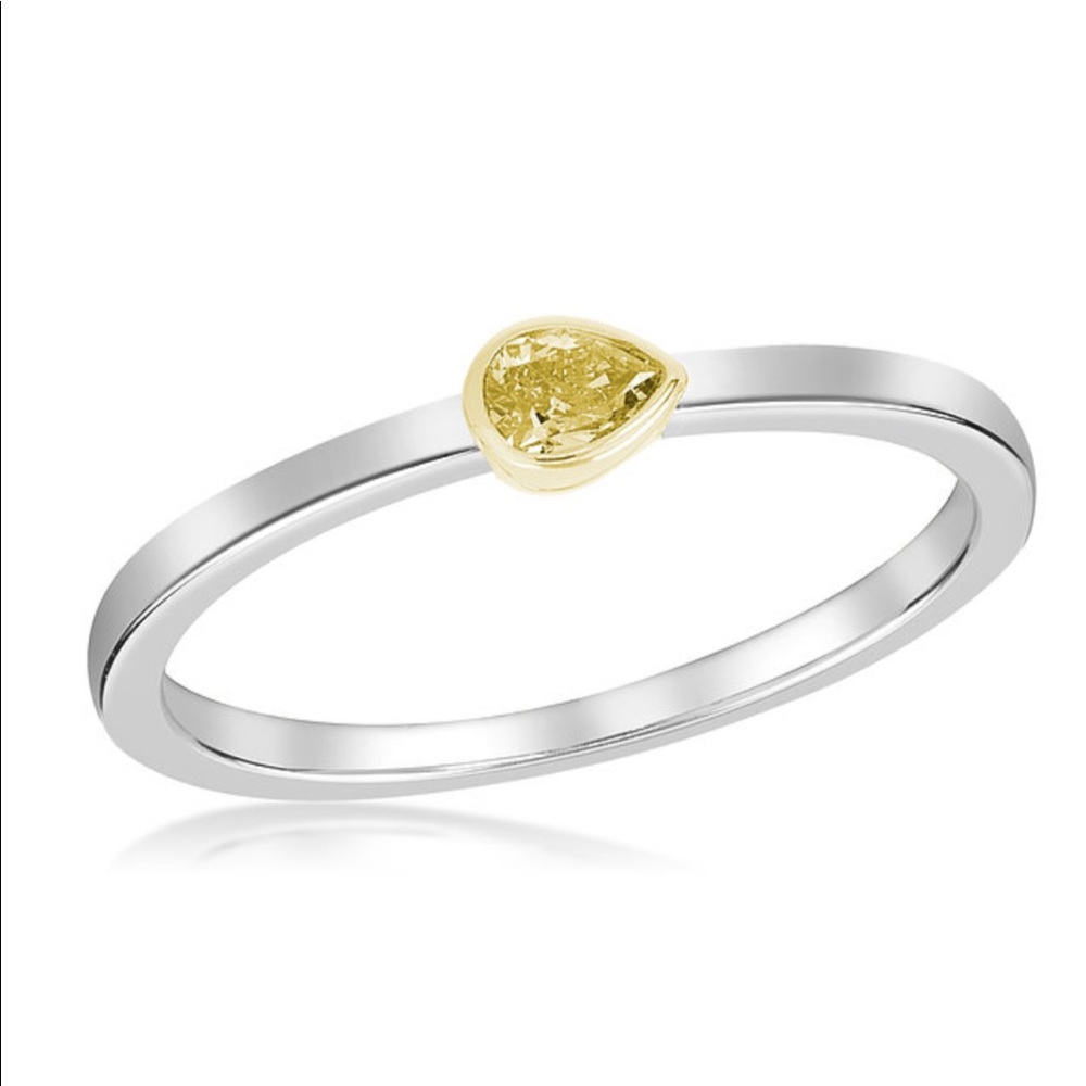 Fancy Intense Yellow Pear Shape Stackable Ring - image 1